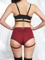 Lure You High Waisted Garter Shorts (Wine)